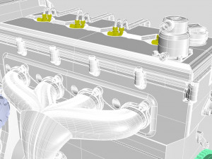 nurbs diesel turbo engine with interior parts 3D Model