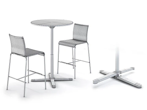 Vitra Super Fold table and Calligaris Web bar stool 3D Model