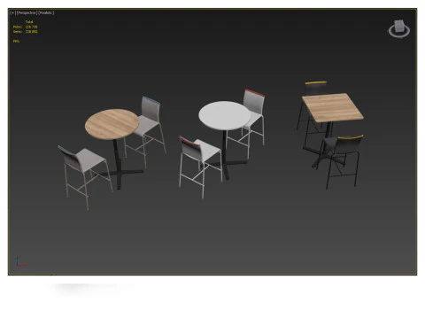 Vitra Super Fold table and Calligaris Web bar stool 3D Model