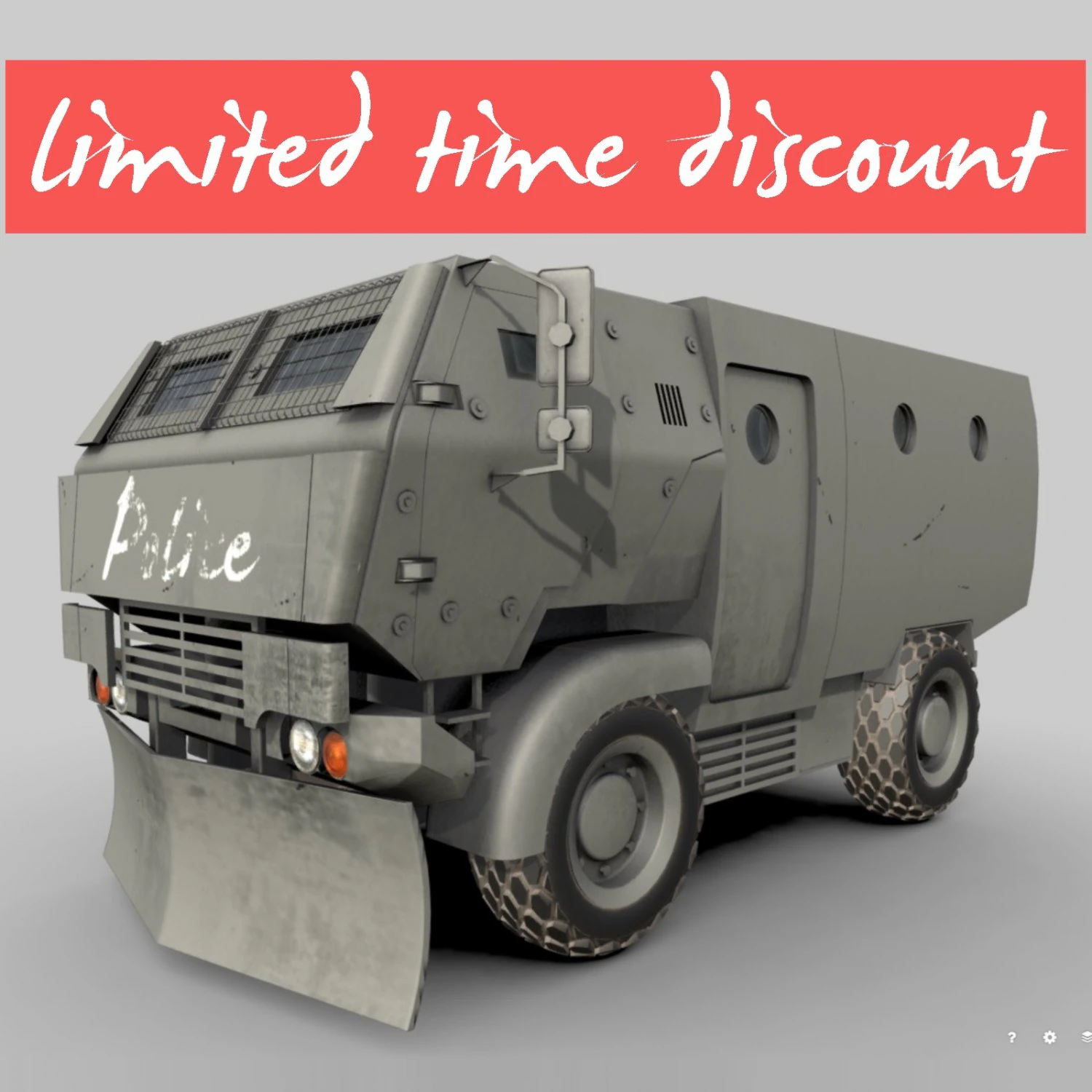 riot truck-001 3D Model .c4d .max .obj .3ds .fbx .stl .blend