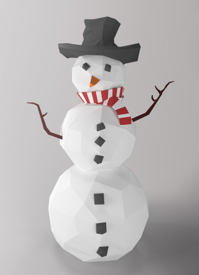 snowman in hat 3D 模型 .c4d .max .obj .3ds .fbx .stl .blend 