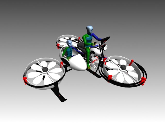 hover bike with sidecar 3D 模型 .c4d .max .obj .3ds .fbx .stl .blend 