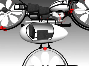 hover bike with sidecar 3D Model