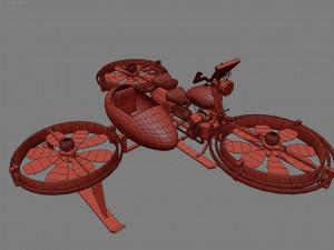 hover bike with sidecar 3D 模型