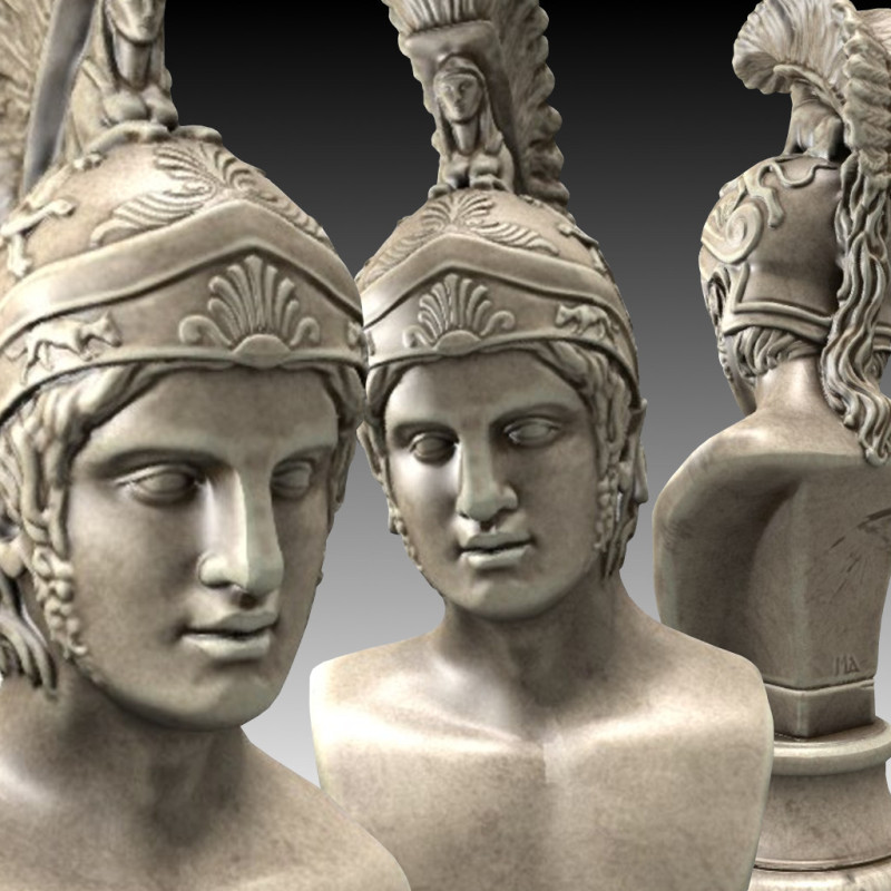 Ares God Bust 3D Model .c4d .max .obj .3ds .fbx .stl .blend