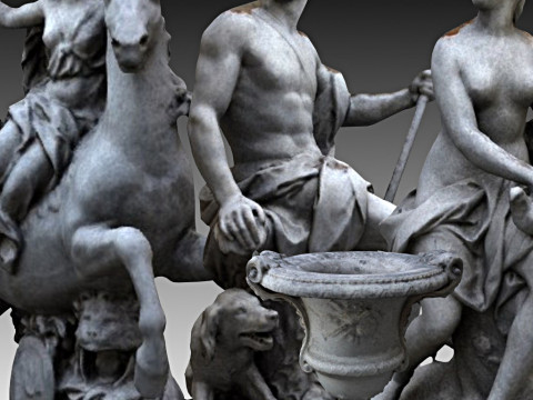 Louvre Museum Sculptures Collection 3D Model