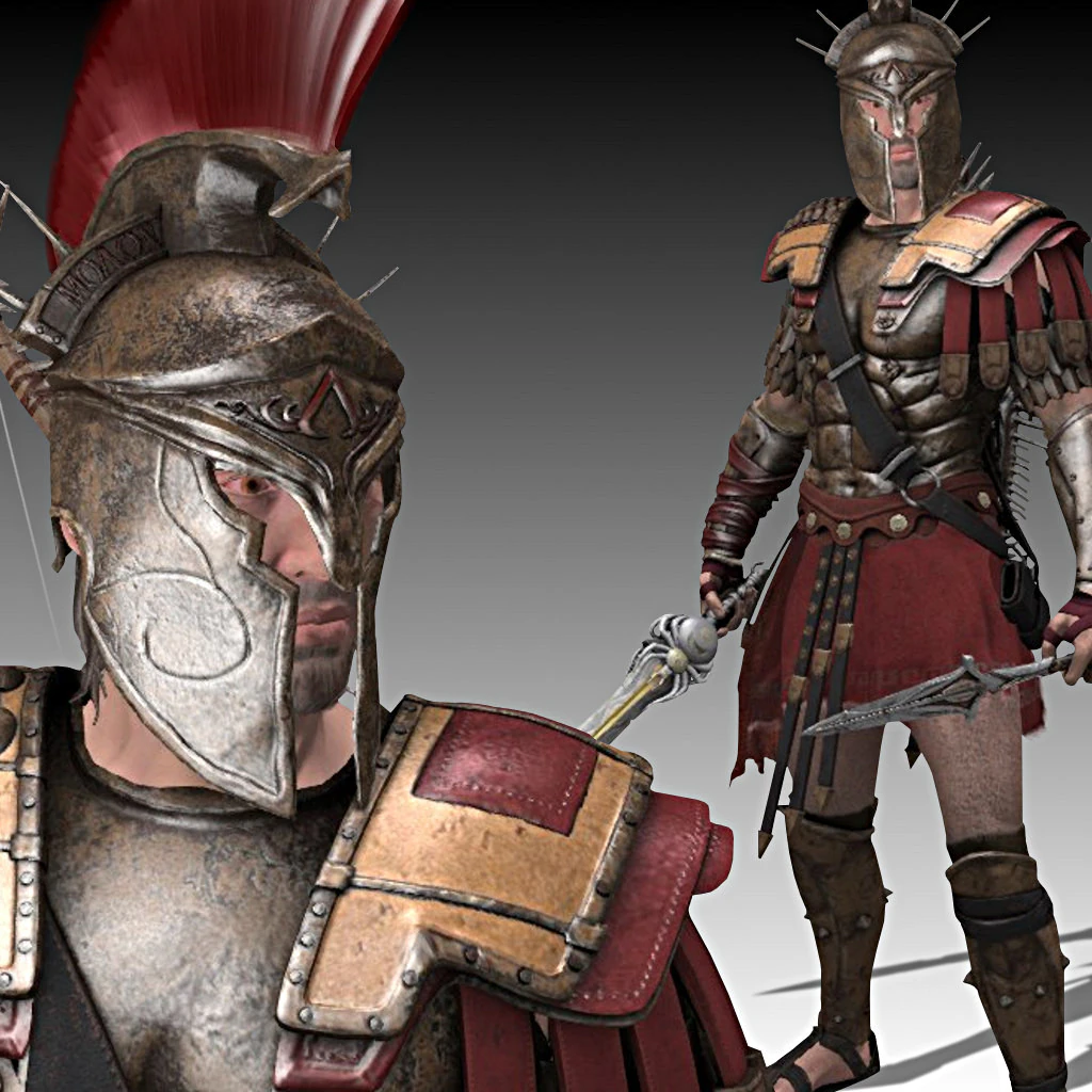 Spartan Warrior 3D Model .c4d .max .obj .3ds .fbx .stl .blend 