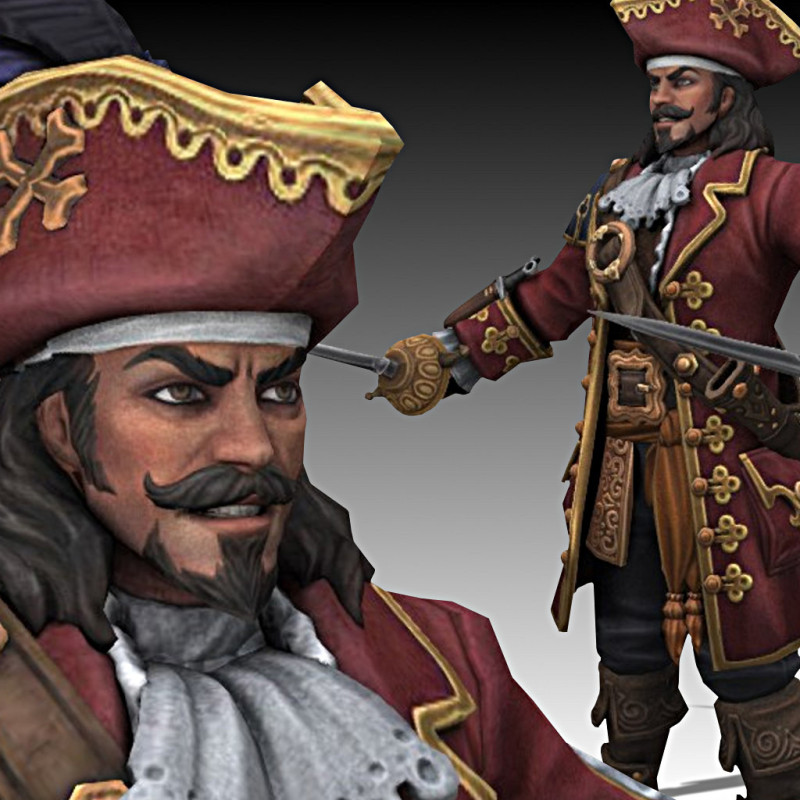 Pirate Captain Modello 3D .c4d .max .obj .3ds .fbx .stl .blend 