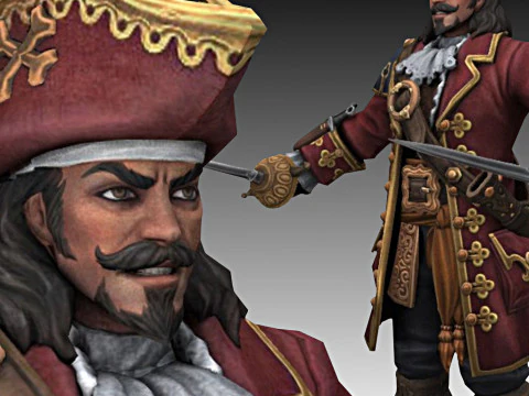 Capit&atilde;o Pirata Modelo 3D