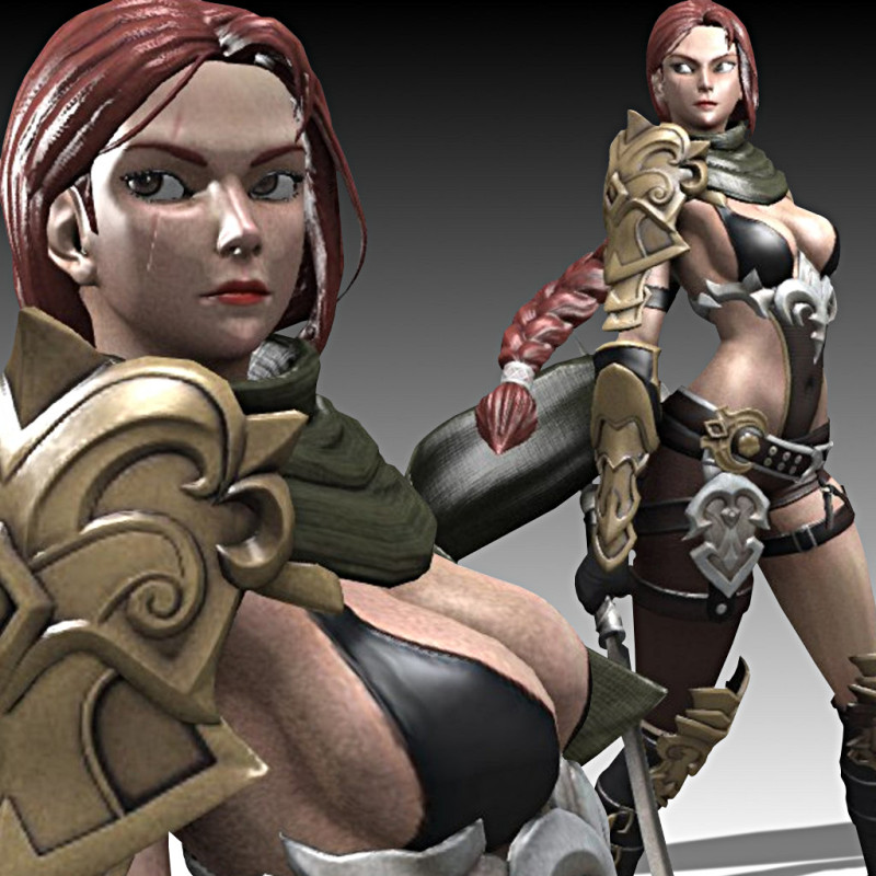 Fantasy Mercenary Girl 3D Model .c4d .max .obj .3ds .fbx .stl .blend 