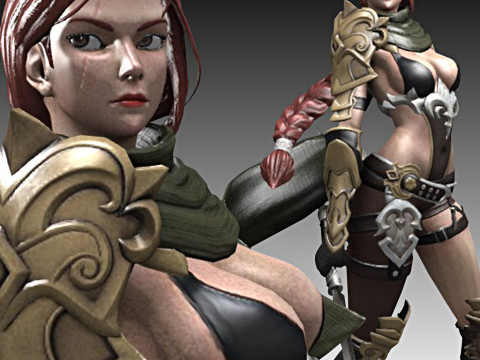 Fantasy Mercenary Girl 3D मॉडल