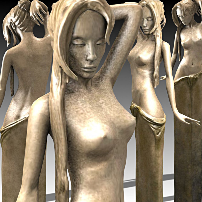 Female Art Sculpture 3D Model .c4d .max .obj .3ds .fbx .stl .blend