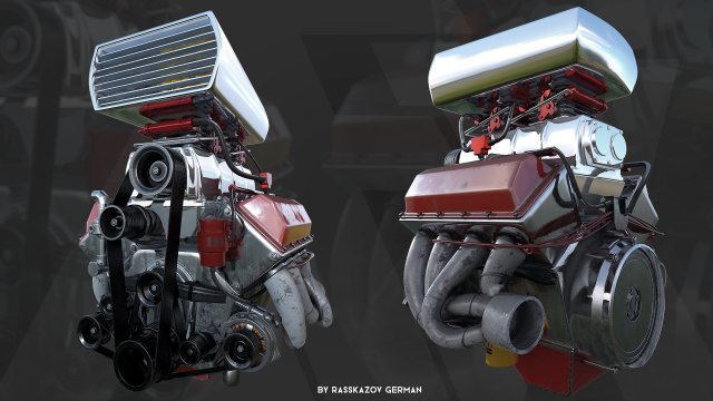 stylized engine 3D Model .c4d .max .obj .3ds .fbx .stl .blend 