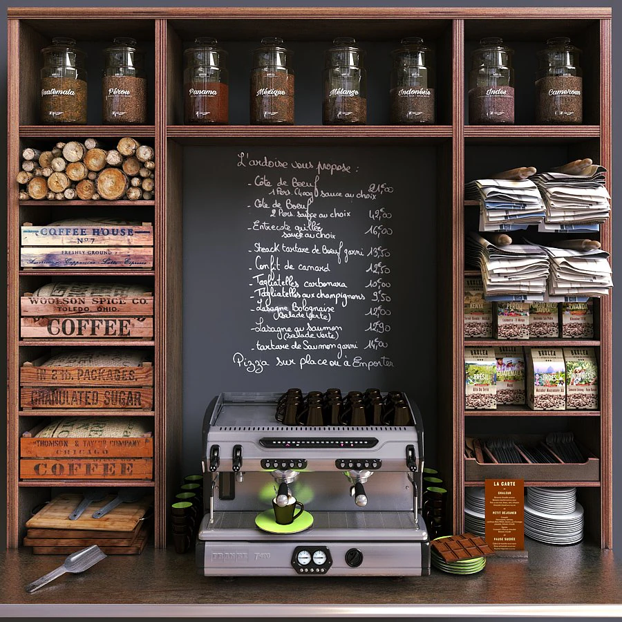 coffe shop set 3D Model .c4d .max .obj .3ds .fbx .stl .blend 
