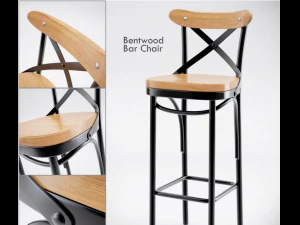 sedia da bar in legno curvato Modello 3D