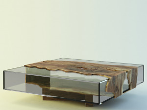coffee table wood glass 3D Model