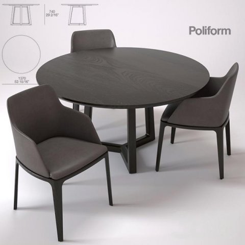 dining table and chairs poliform 3D-Modell .c4d .max .obj .3ds .fbx .stl .blend 