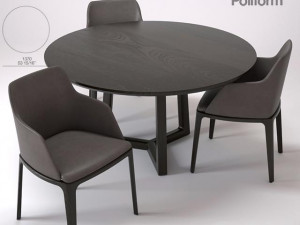 dining table and chairs poliform 3D Model