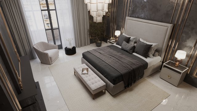 luxury bedroom interior scene 3D Model .c4d .max .obj .3ds .fbx .stl .blend 