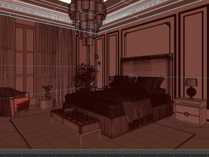 luxury bedroom interior scene 3D Model