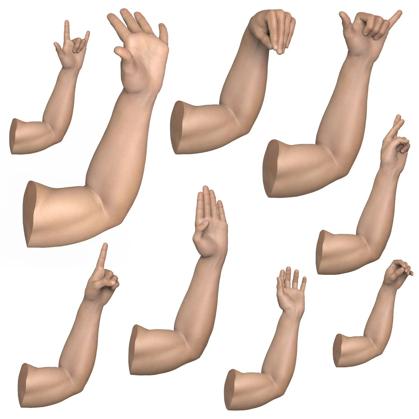 40 Hand Pose Collection 3D Model .c4d .max .obj .3ds .fbx .stl .blend