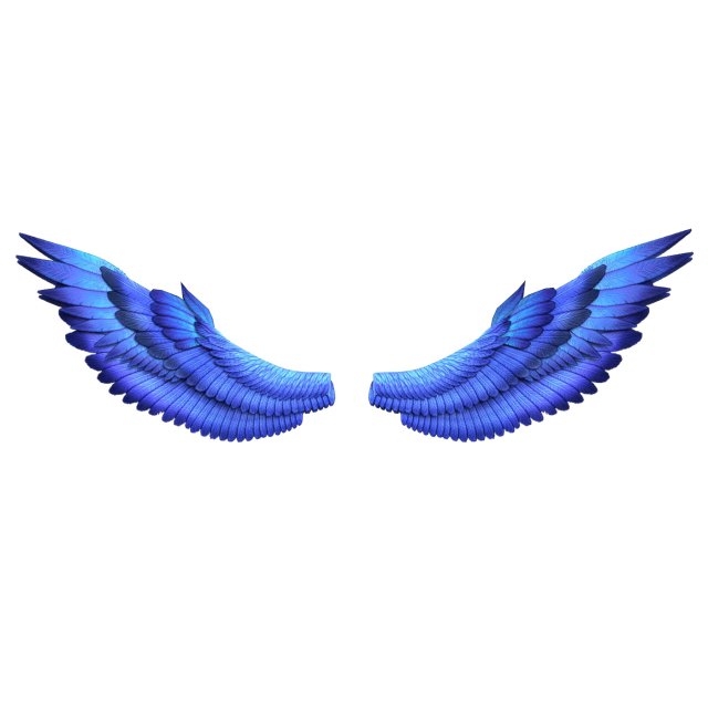 Fantasy Blue Wings 3D Model .c4d .max .obj .3ds .fbx .stl .blend 