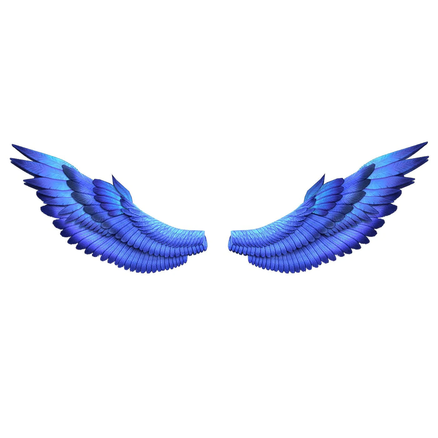 Fantasy Blue Wings 3D Model .c4d .max .obj .3ds .fbx .stl .blend 