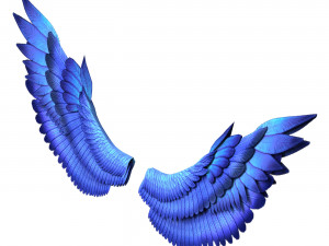 Fantasy Blue Wings 3D Model