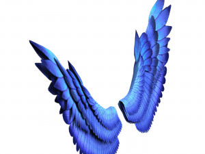 Fantasy Blue Wings 3D Model