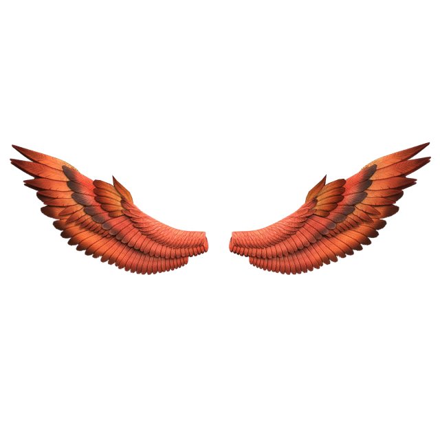 Fantasy Red Wings 3D 模型 .c4d .max .obj .3ds .fbx .stl .blend 