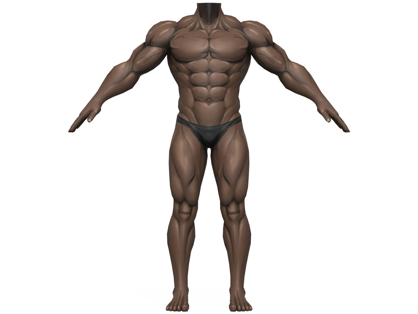 Muscular Body Base Mesh 3D Model .c4d .max .obj .3ds .fbx .stl .blend 