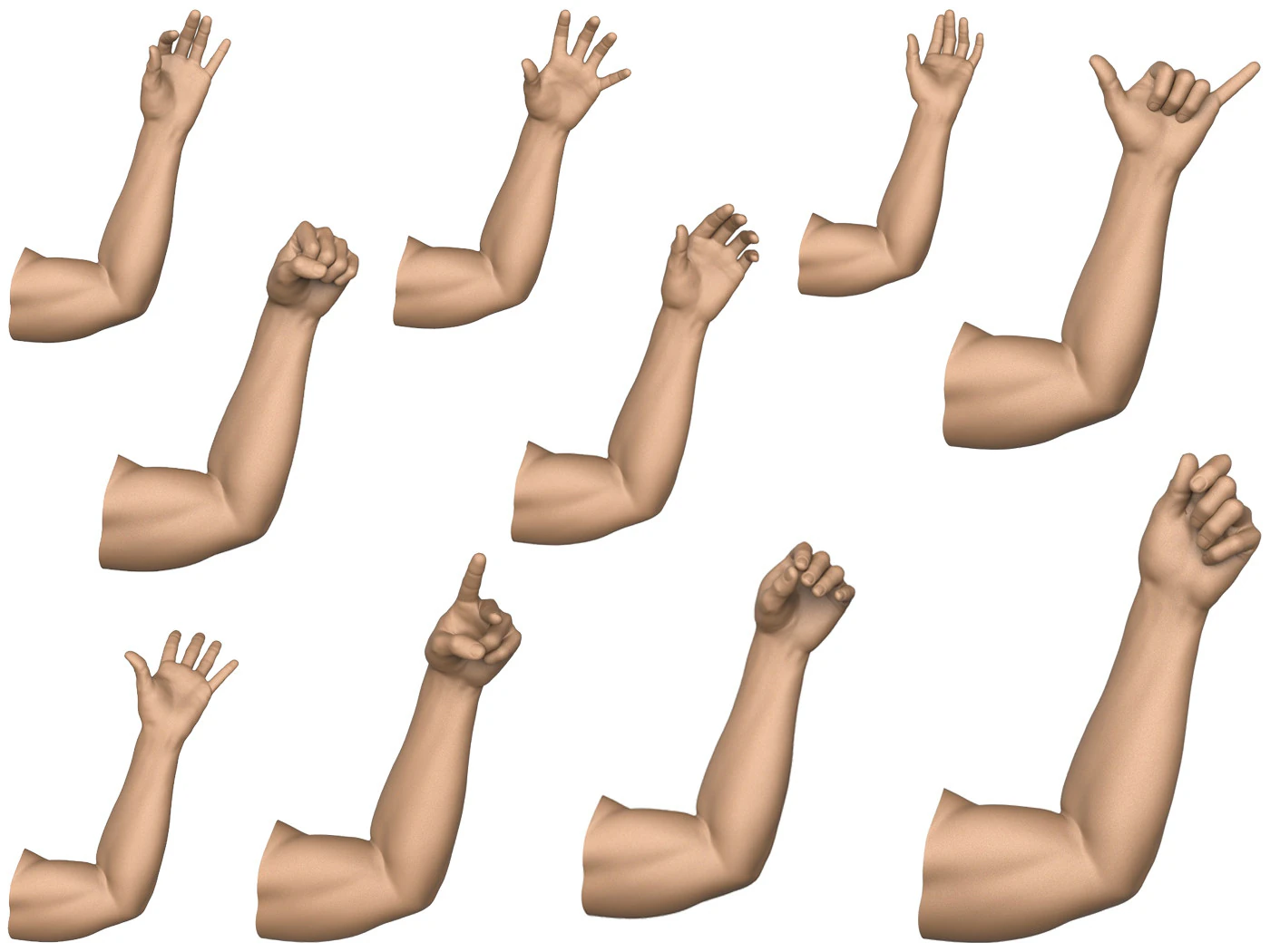 3D Print Ready 40 Man Hand Pose Collection 3D Print Model .c4d .max .obj .3ds .fbx .stl .blend 