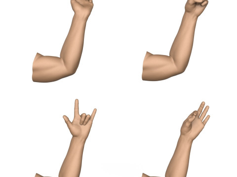 3D Print Ready 40 Man Hand Pose Collection 3D Print Model