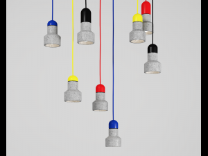pendant lamp concrete and colors by bentu 3D Model