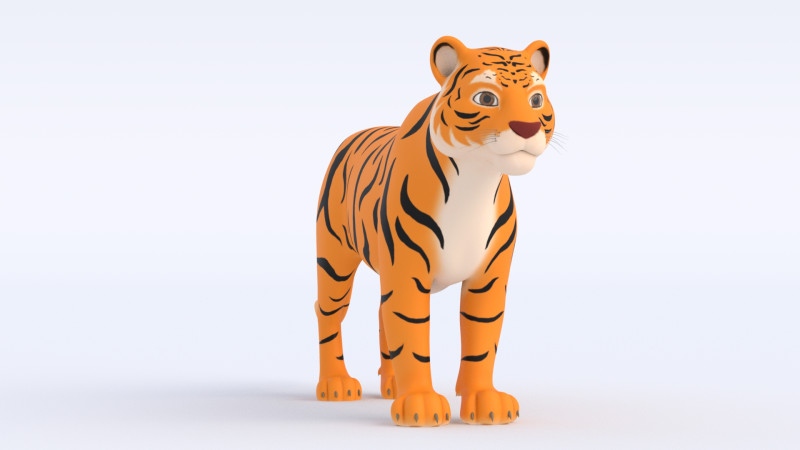 Cartoon Tiger 3Dモデル .c4d .max .obj .3ds .fbx .stl .blend 