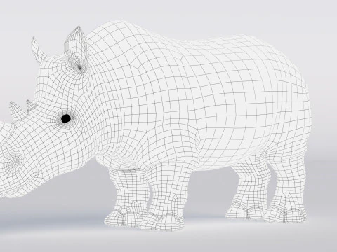 Rinoceronte de desenho animado Modelo 3D