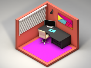 isometric work room-office 3d 3D 모델