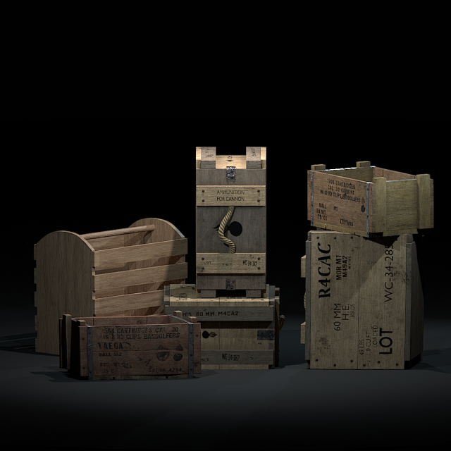 ww2-crates-pack 3D Model .c4d .max .obj .3ds .fbx .stl .blend 