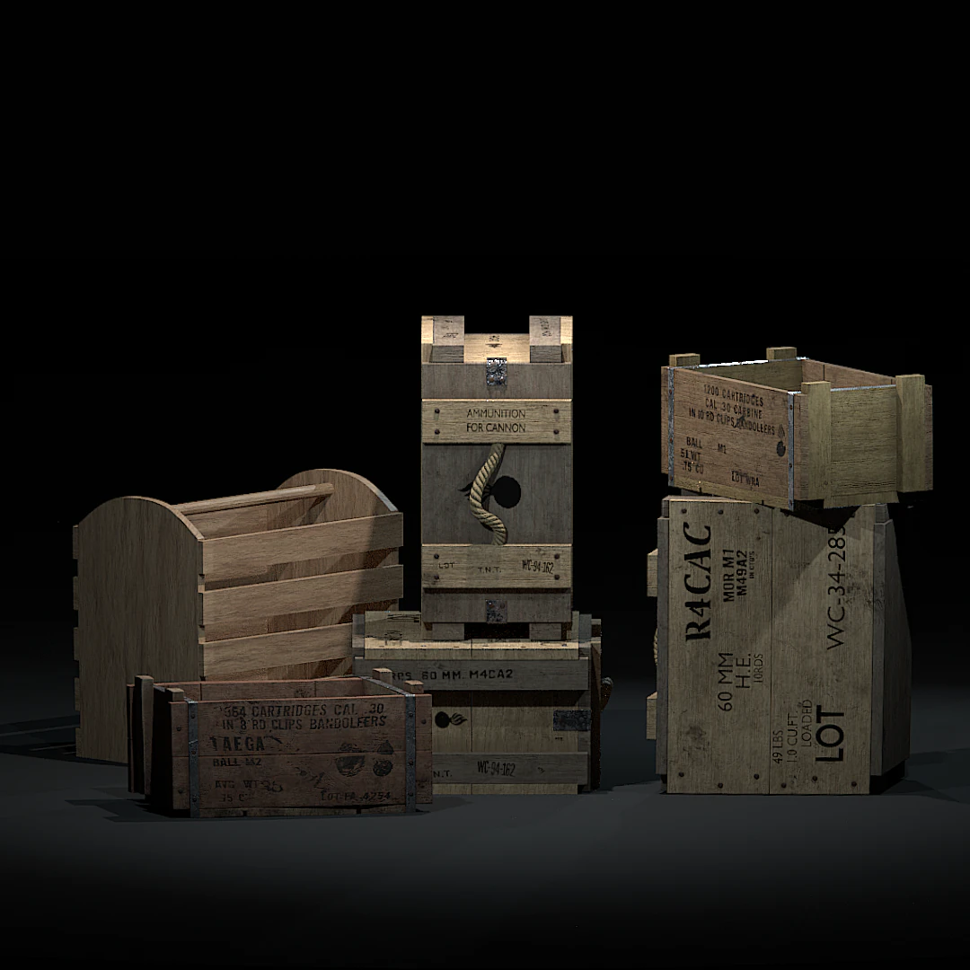 ww2-crates-pack 3D Model .c4d .max .obj .3ds .fbx .stl .blend 