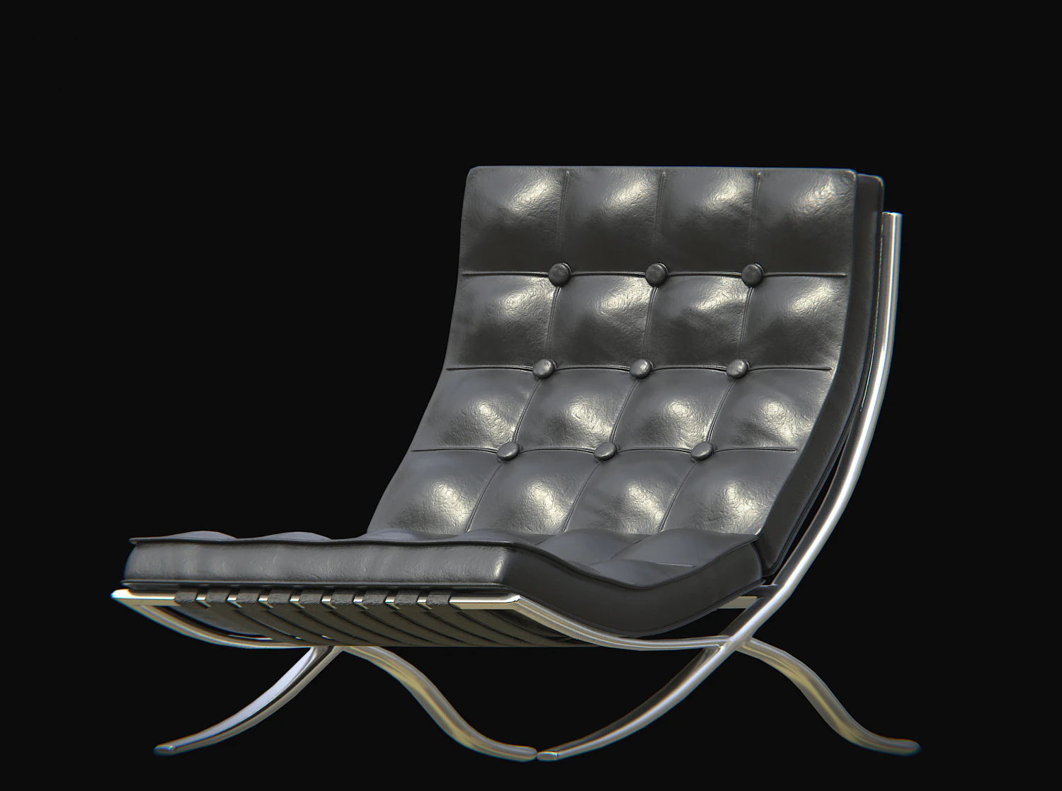 barcelonachair black 3D Model .c4d .max .obj .3ds .fbx .stl .blend 