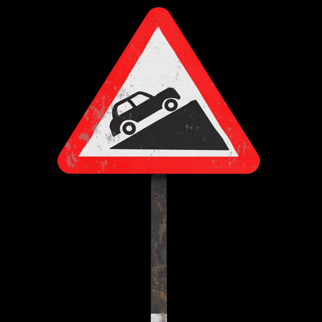 steet ascent roadsign Modelo 3D .c4d .max .obj .3ds .fbx .stl .blend 