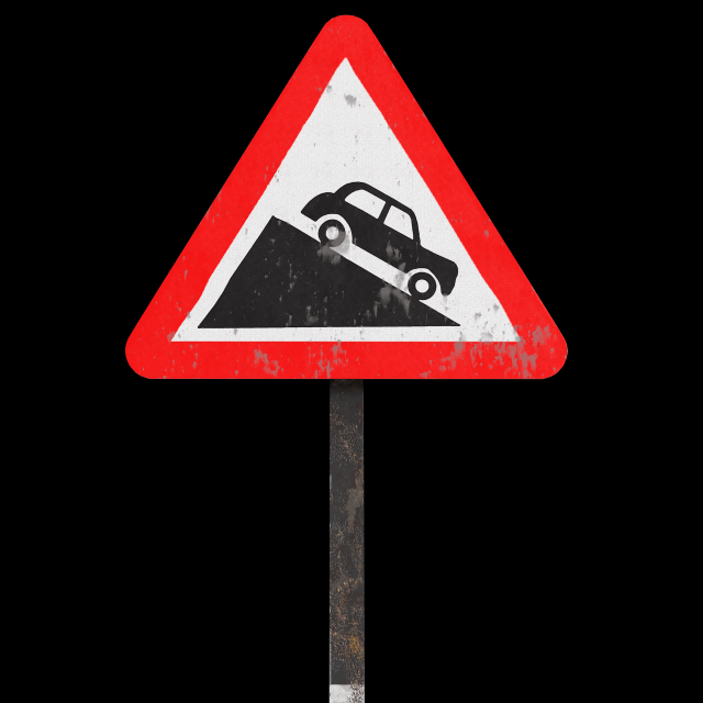 steep descent roadsign 3D मॉडल .c4d .max .obj .3ds .fbx .stl .blend 