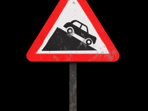 дорожный знак крутого спуска 3D Модель