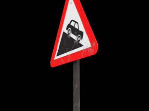 steep descent roadsign 3D मॉडल