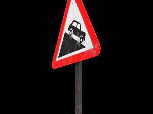 steep descent roadsign 3D Model