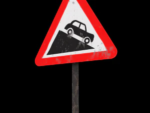 steep descent roadsign 3D Model