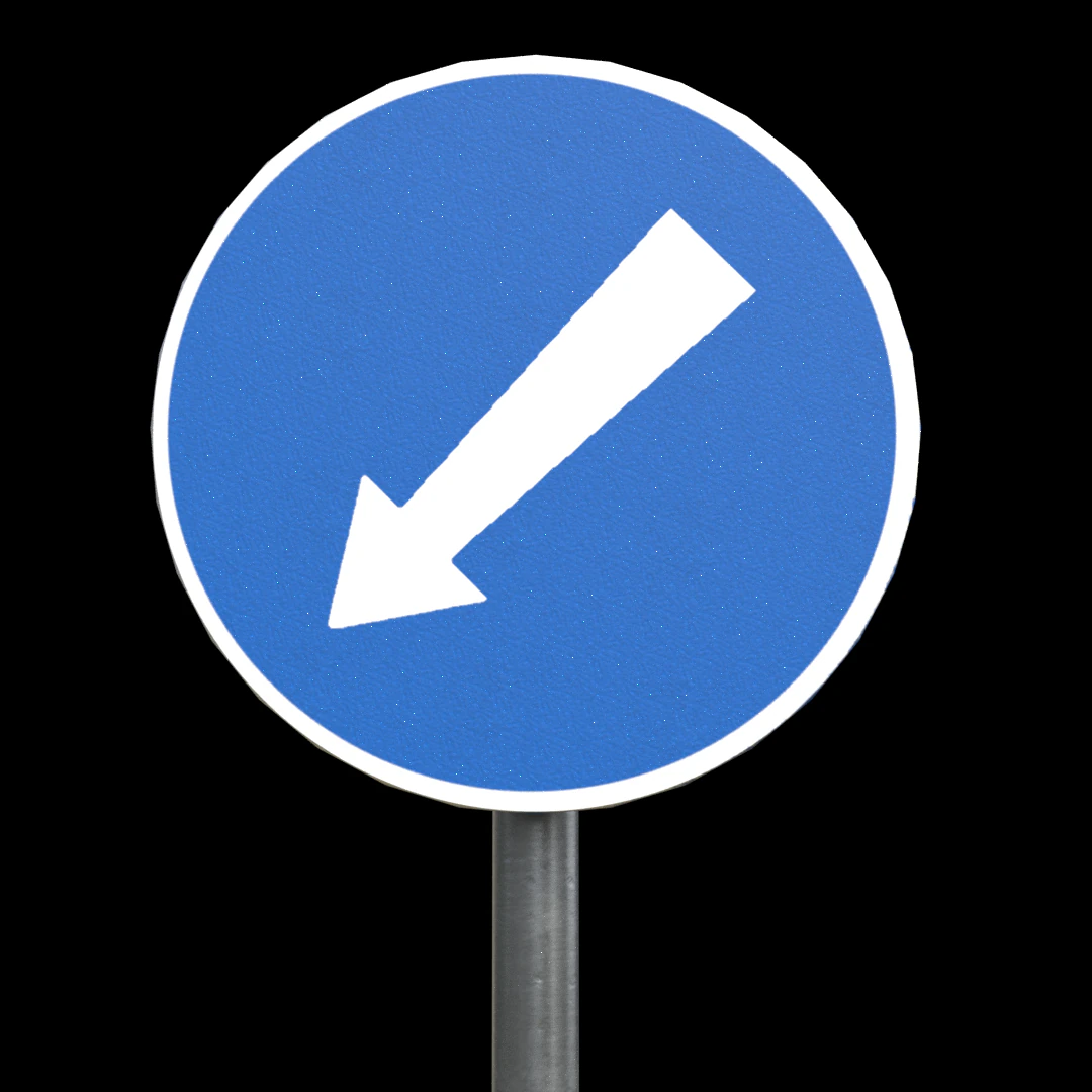 compulsory keep left roadsign 3D Model .c4d .max .obj .3ds .fbx .stl .blend 