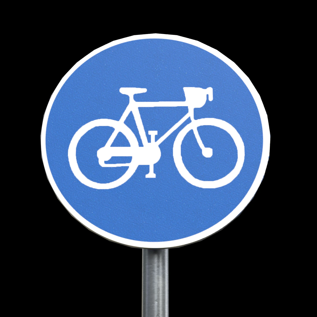 compulsory cycle track roadsign 3D Model .c4d .max .obj .3ds .fbx .stl .blend 