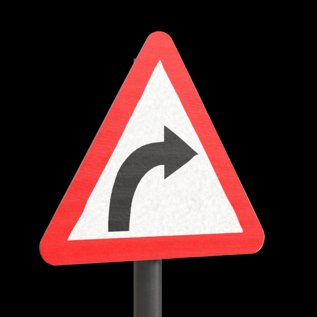 right hand curve roadsign Model 3D .c4d .max .obj .3ds .fbx .stl .blend 