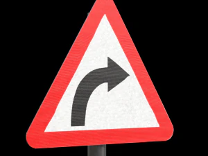roadsign curva &agrave; direita Modelo 3D